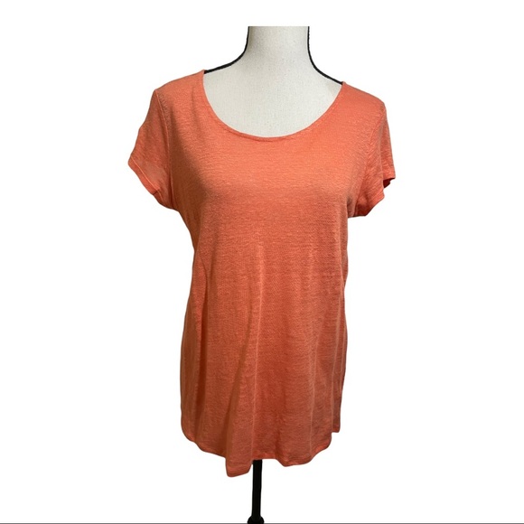 Halston 100% linen top short sleeve cross cross back. Size medium orange… - Picture 9 of 10